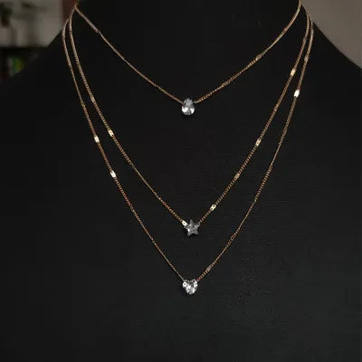 Simple Multilayered Pendant Necklace For Girls Women Star Heart Shaped Necklace Nicle