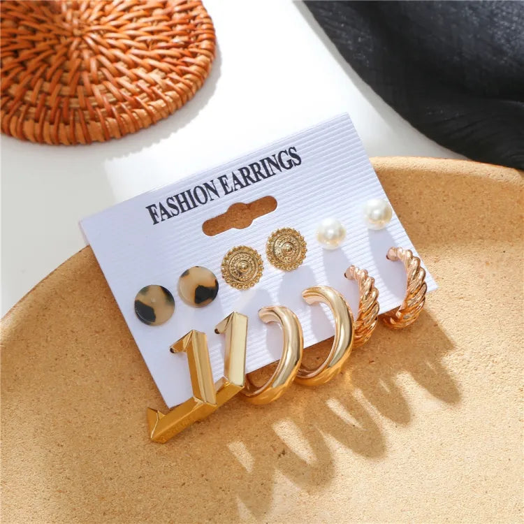 Enacolor Set Earrings Women New 6Pair Set Geometric Earrings Set